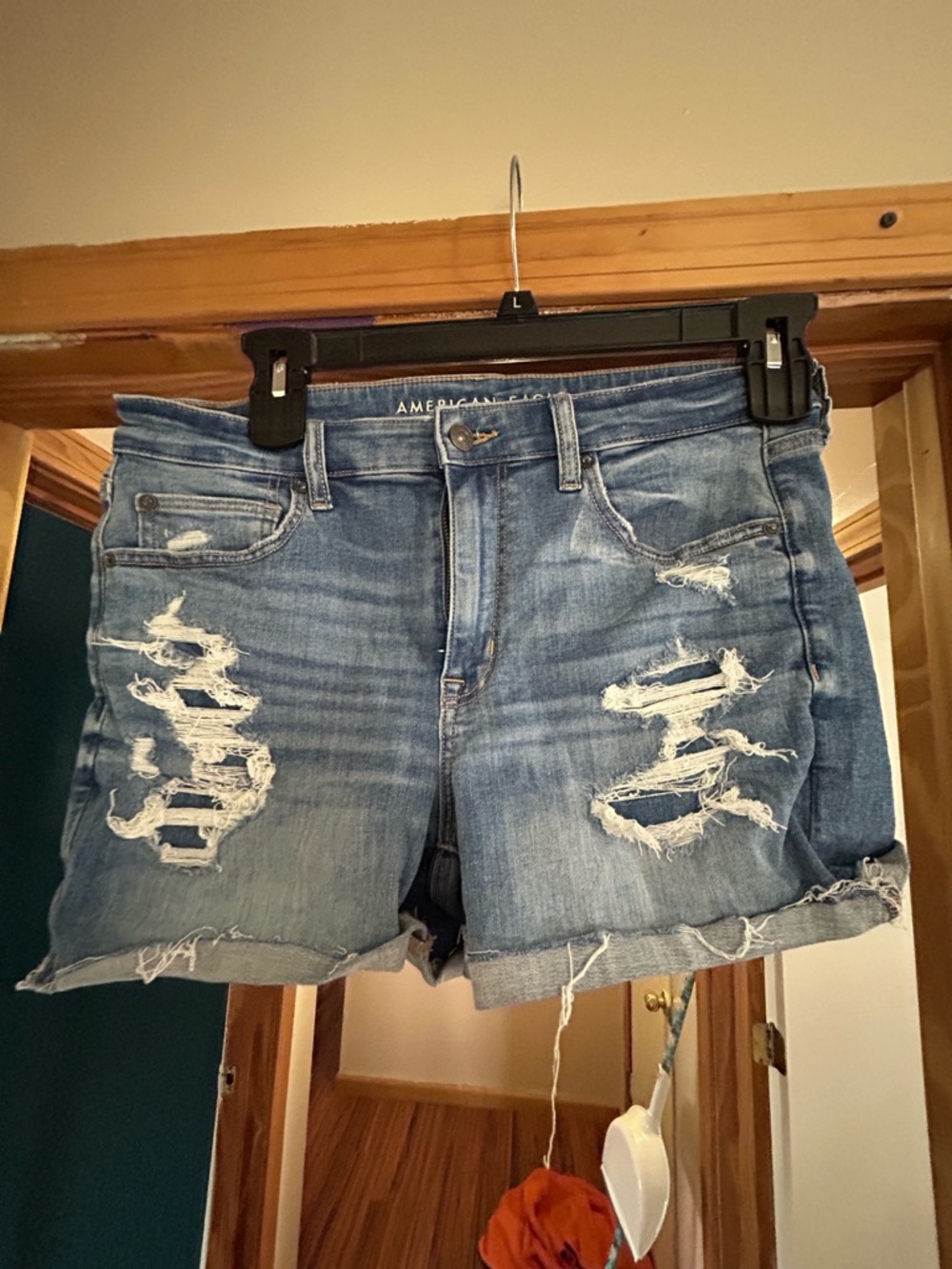 American Eagle Outfitters Distressed Light Blue Denim Jean Shorts